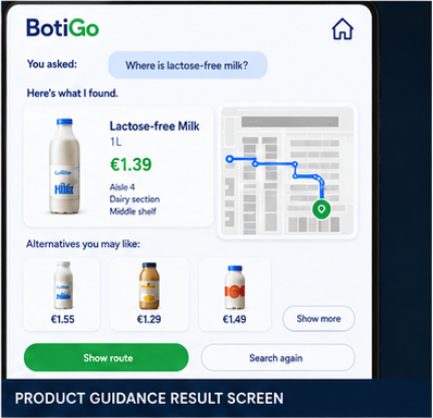 BotiGo product guidance result screen